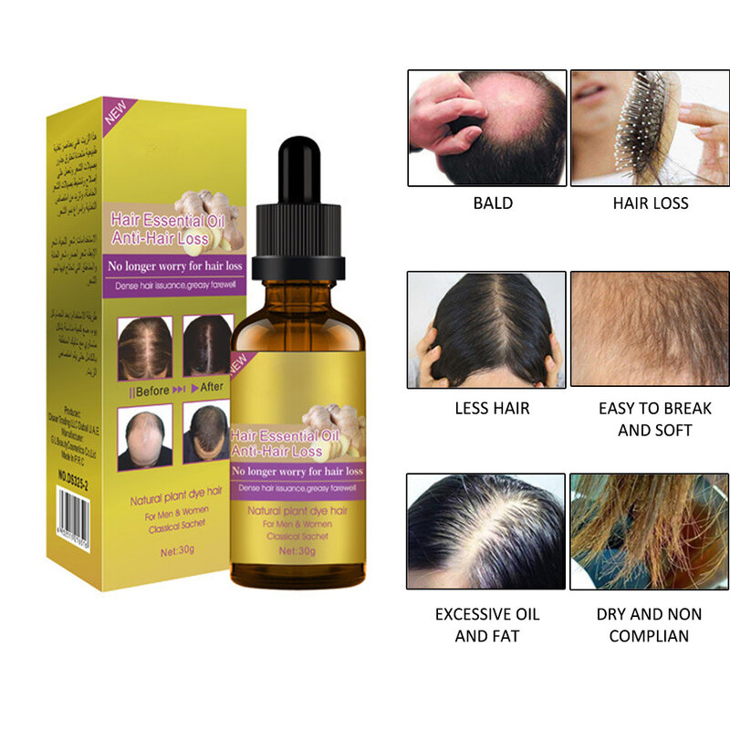 Ginger Plant Hair Essential Oil Hair Repair Furcation Protection Hair Growth Care Anti-hair Loss free shipping