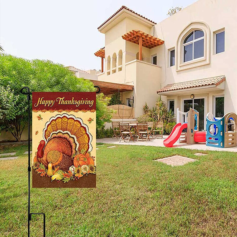 1 Multicolor Pumpkin Lantern, Turkey, Skeleton Cat, Witchcraft, Double sided Printed Garden Flag, Excluding Flagpole