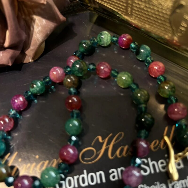 Manik-manik buatan tangan temperamen antik kalung manik-manik kaca warna-warni untuk perempuan hadiah pesta perhiasan Choker grosir