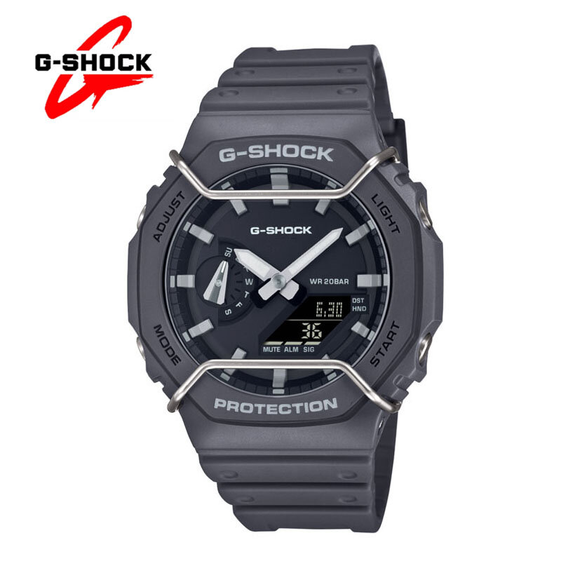 G-SHOCK-Relógios de quartzo para homens, multifunções, esportes ao ar livre, à prova de choque, despertador, mostrador LED, display duplo, moda, GA2100