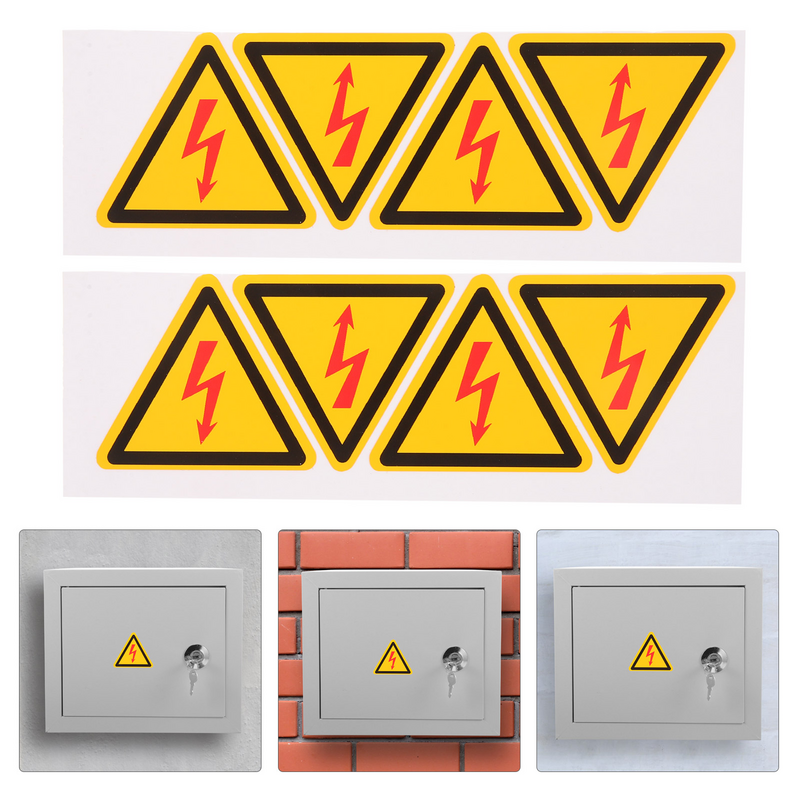 Aparelho elétrico aviso choque adesivo, sinais de pvc, etiquetas auto-adesivas, 4 pcs