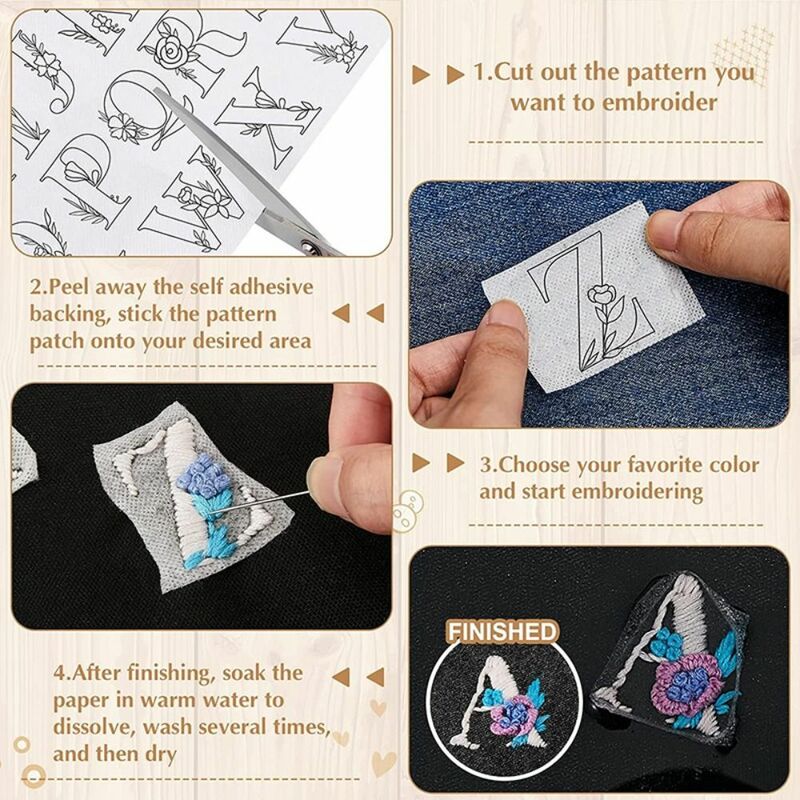 Flowers and Leaf Designs Stitching Embroidery Paper DIY Handmade Embroidery Crafts Embroidery Dissolving Transfer Paper