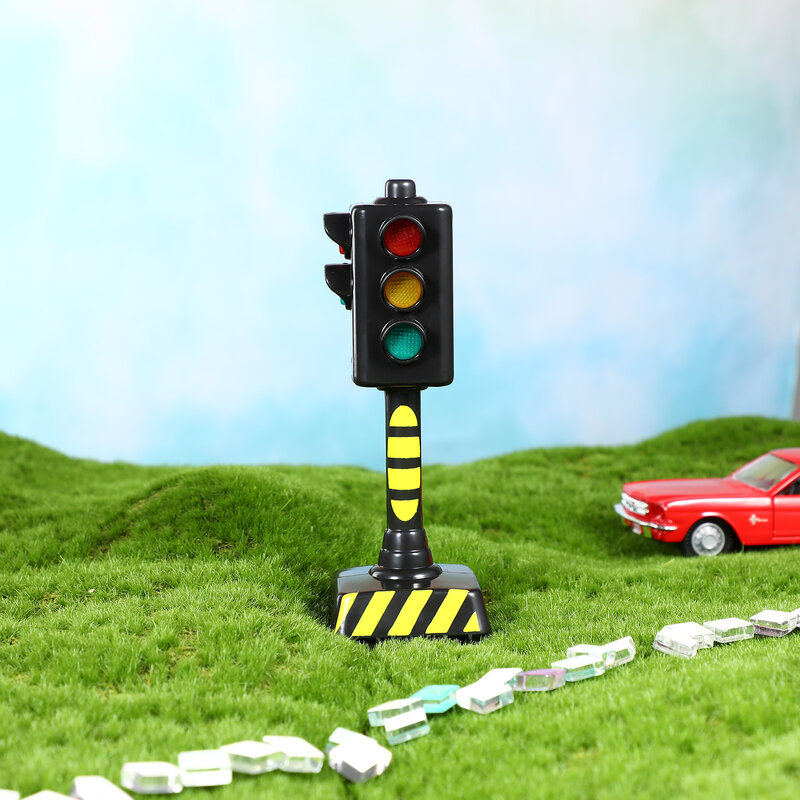 미니 교통 신호등 장난감 모델 시뮬레이션 도로 표지판 장면 LED 어린이 교통 안전 교육 학습 장난감 자동차 액세서리, 2 개