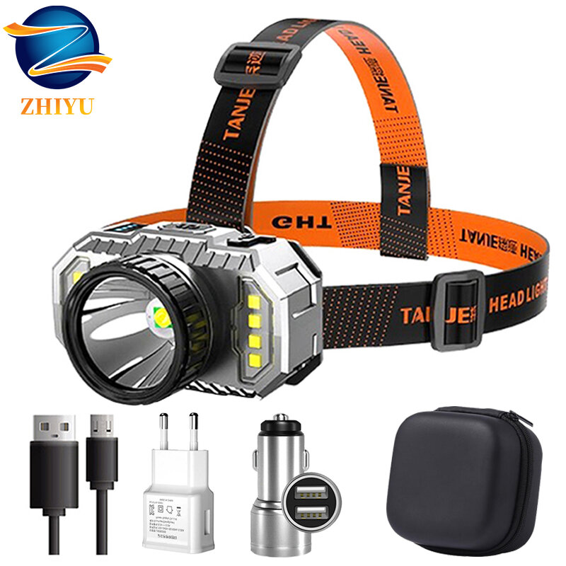 T20 Super Powerful Built-in Battery Headlamp USB Rechargeable LED Multifunctional Waterproof Torch Flashlight Outdoor Camping
