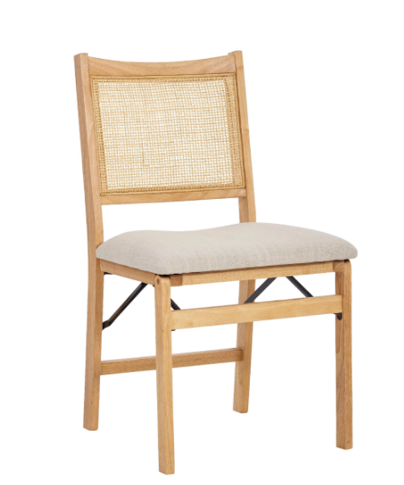 Riviera Rattan Back Folding Chair with Upholstered Seat Natural