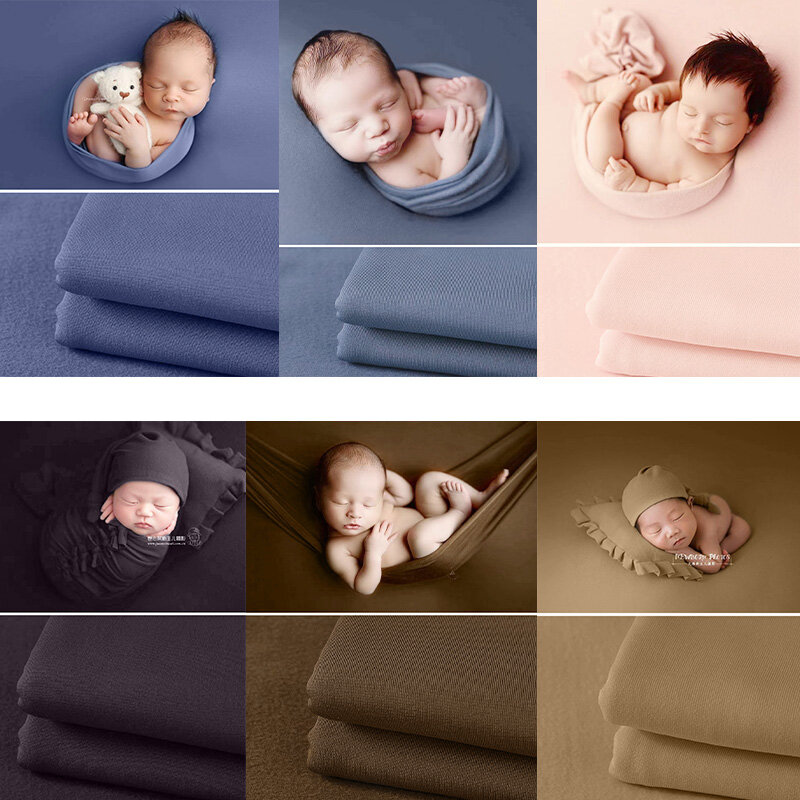 Baby swaddle blanket, acessórios de fotografia recém-nascidos, algodão stretch, adereços fotográficos, 40x170cm