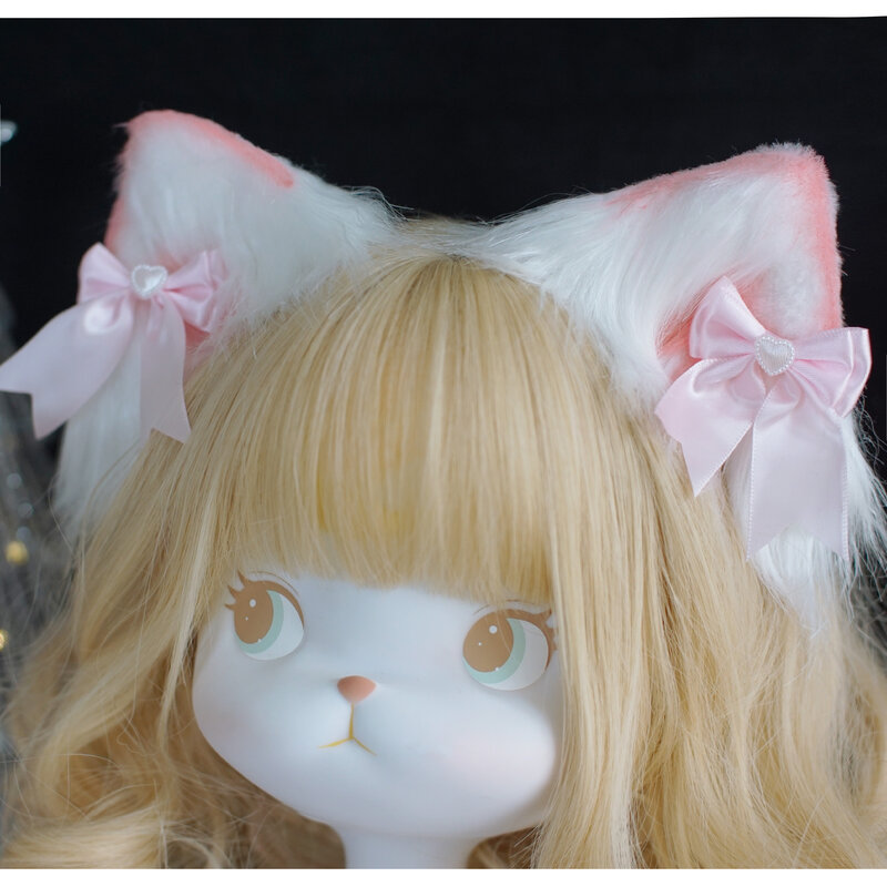 Lolita-Diadema con orejas de gato para niña, diadema con orejas de animal, horquilla de anime kawaii, cosplay