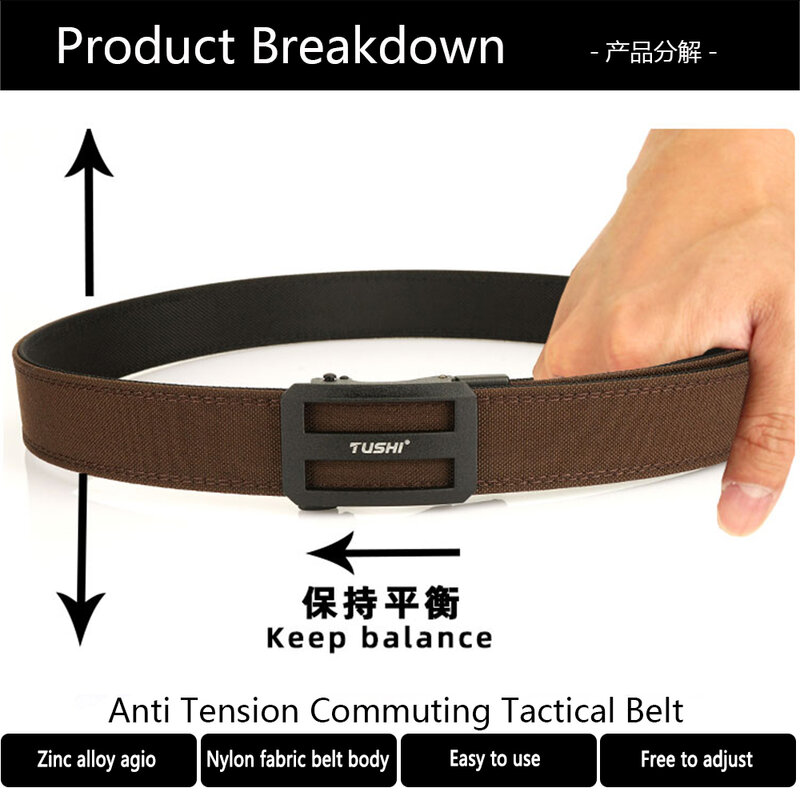 TUSHI New Military Belt for Men Sturdy Tactical Belt Nylon Gun Belt Metal Automatic Buckle Duty Outdoor Girdle IPSC Accessories
