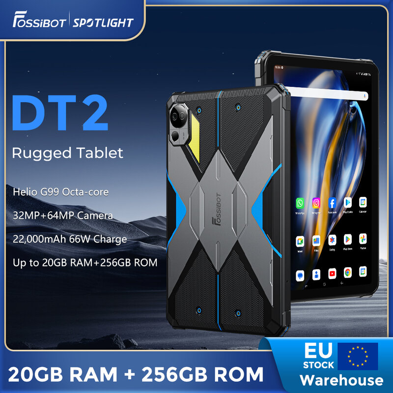 Fossisot DT2 Tablet 4G 10.4 inci, Tablet PC Android 13 256GB + 22000 GB, kartu SIM ganda mAh