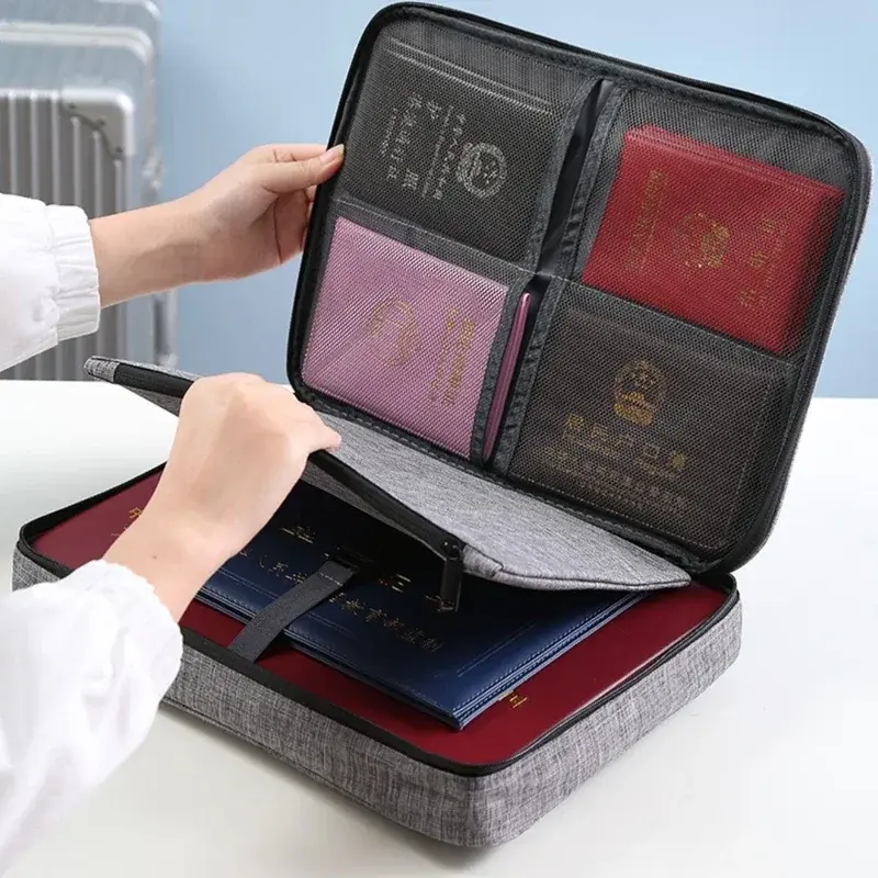 Tas koper portabel, tas penyimpanan dokumen penting perjalanan, perlengkapan elektronik tahan air, item map organizer informasi
