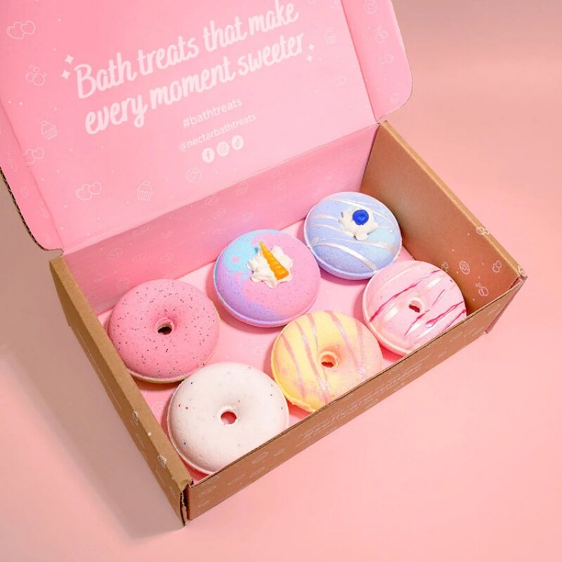 Donut Embalagem para Padaria, Custom Impresso, Grande Rosa Mochi Donut, Eco Friendly, Biodegradável, Produto Personalizado, 12x9x3