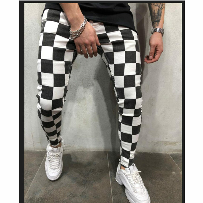 Nuovi pantaloni Casual a quadri bianchi neri da uomo 2021 pantaloni sportivi da jogging moda autunno pantaloni Skinny da uomo pantaloni da uomo Ropa Hombre