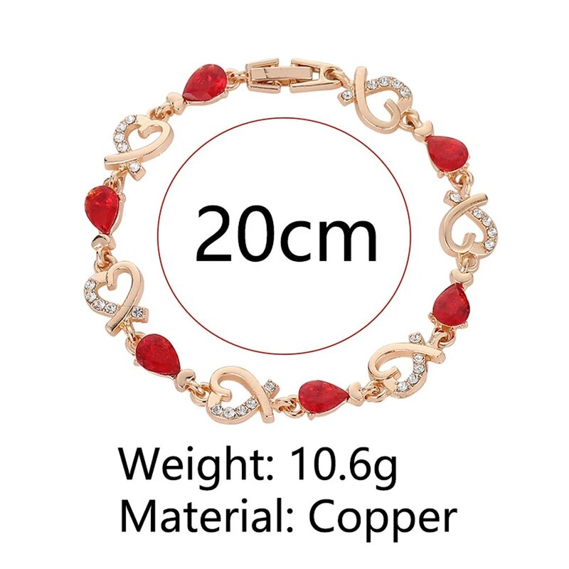 SUMENG New 5 Colors Beautiful Colorful Austrian Crystal Heart Chain Bracelet For Women  Fashion Jewelry Gifts 2023