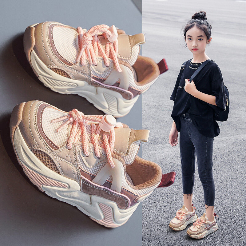 Zapatos deportivos para niños y niñas, zapatillas transpirables de red a la moda, para correr, talla 26-36