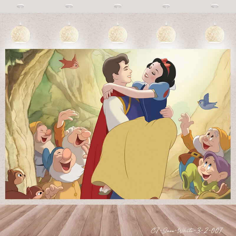 الأميرة سنو وايت موضوع خلفية التصوير الفوتوغرافي ، حفلة عيد ميلاد ، استحمام الطفل ، الفينيل ، لوازم ديكور الغرفة ، ملصق صور