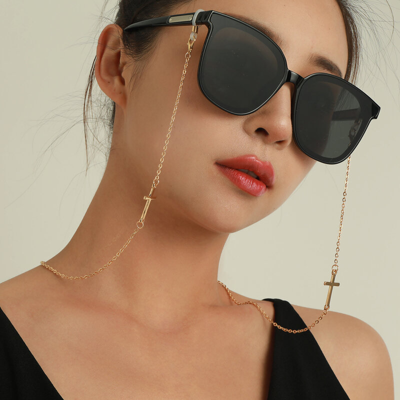 Cadenas de gafas con colgante de moda para mujer, cordón de Metal Retro Para gafas de sol, soporte para correa de máscara, cordón para colgar en el cuello, joyería