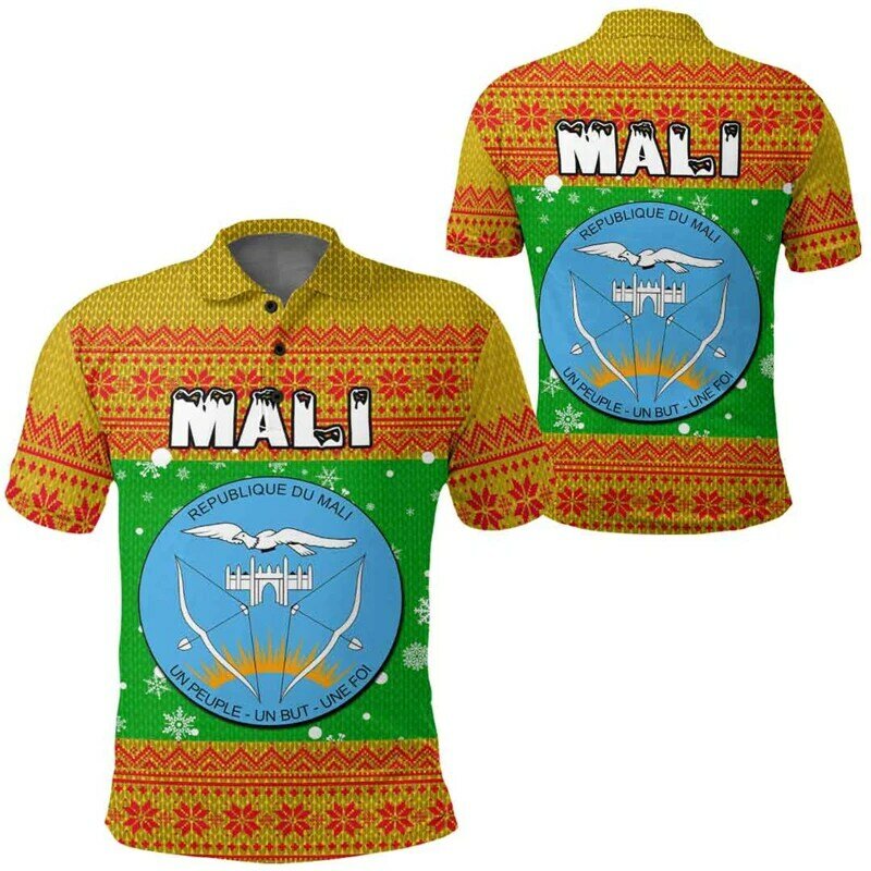 Рубашка-поло мужская с принтом карт и флага Мали, Повседневная рубашка-поло с эмблемой страны Африки, с коротким рукавом