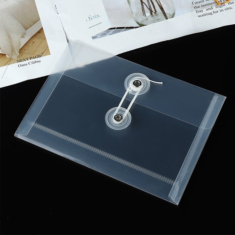 20pcs/lot A6 Envelope Transparent Storage Bag Waterproof Document Bag Tied Buckle Durable Contract Office Business Stationery