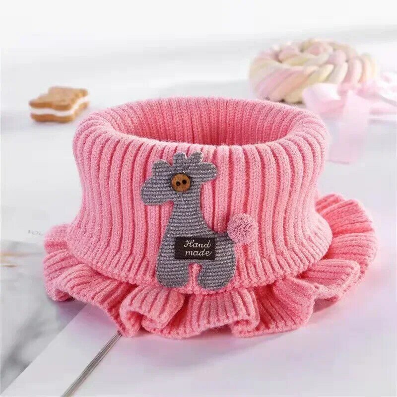 Syal bayi musim dingin penghangat leher untuk anak-anak anak-anak laki-laki perempuan wol rajutan kumis padat hangat syal Crochet kotak-kotak boneka Fashion
