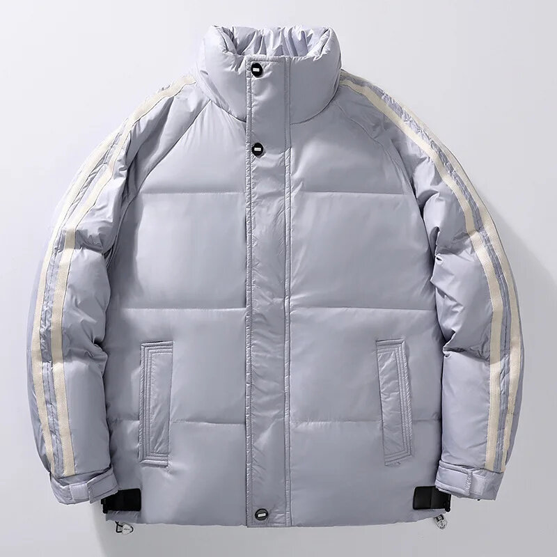 Jaket musim dingin untuk pria, jaket Puffer baru 2024, pakaian olahraga kasual hangat tebal longgar modis pendek untuk pria