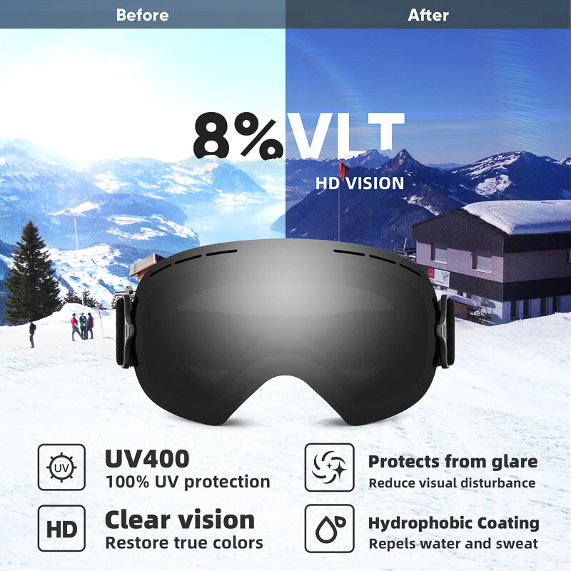 JSJM-Óculos de esqui à prova de vento para homens e mulheres, dupla camada, anti-nevoeiro, grande, ao ar livre, snowboard, snowboard, novo, inverno