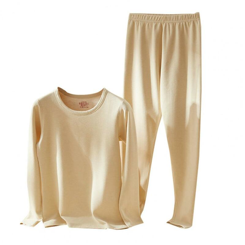 ชุดเสื้อกางเกง2ชิ้น/เซ็ตแขนยาวสำหรับฤดูหนาว, เซ็ตชุดนอนให้ความอบอุ่นไร้รอยต่อชุดชุดลองจอนใส่อยู่บ้าน