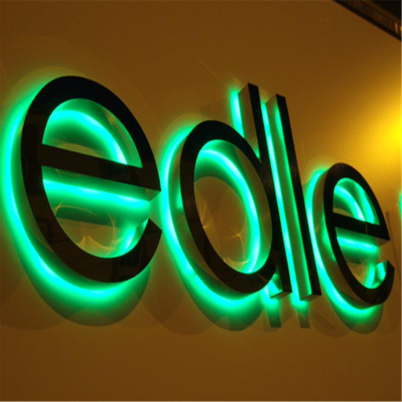 Letrero LED retroiluminado personalizado para exteriores, letrero de acero inoxidable con logotipo de la empresa