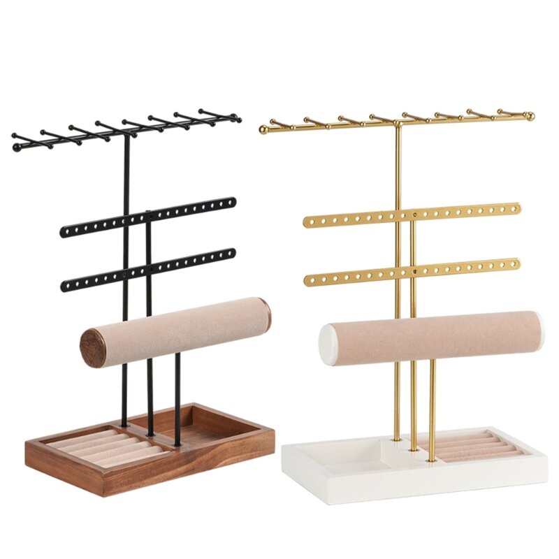 Adjustable Jewelry Stand Multifunctional Jewelry Display Holder Necklace Display Stand Rings Holder Suitable for Desktop