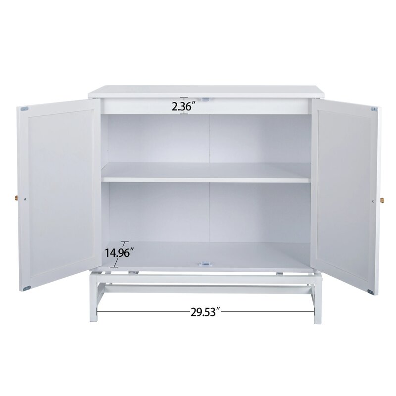 [Flash Sale]Natural Rattan 2 Door Cabinet with 1 Adjustable Inner Shelves Accent Storage Cabinet[US-Stock]