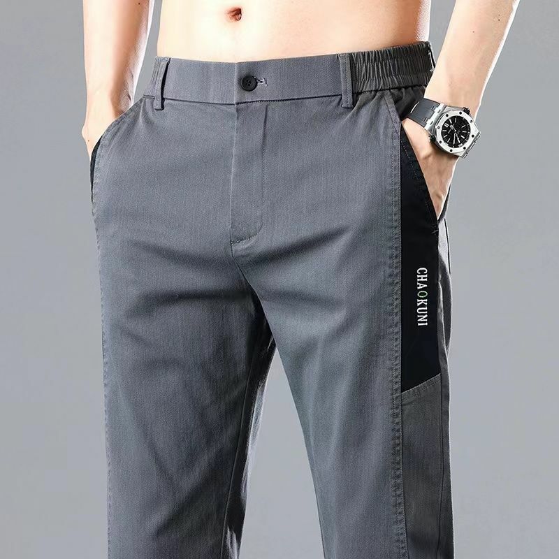 Брюки мужские однотонные для работы и отдыха, модные удобные универсальные штаны в стиле пэчворк, повседневные брюки для среднего возраста, лето