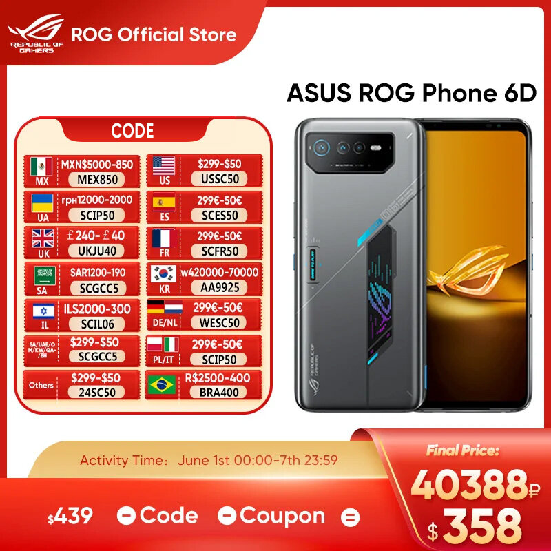 ASUS ROG 6D/6D Ultimate Smartphone MediaTek Dimensity 9000 + 165Hz E-Sports schermo 6000mAh batteria ricarica rapida ROG Phone