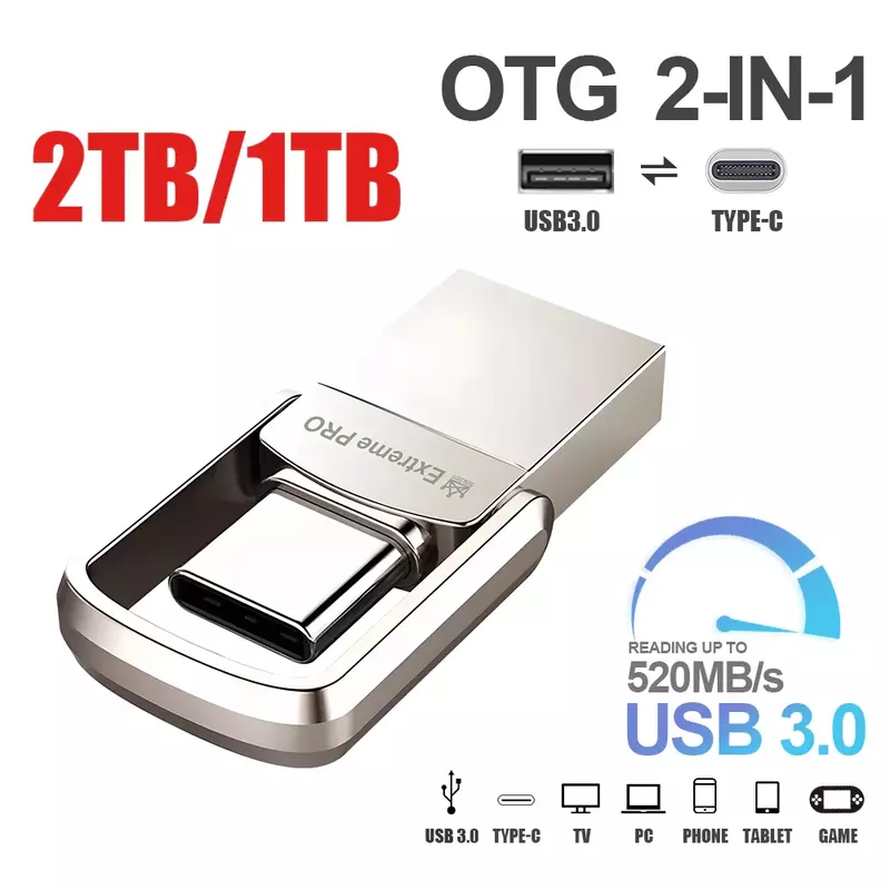 USB Tipo C Externo Enclosure Stick, SSD Pen Drive, Creative Flash Drives, Memória de chave, Mac, PC, iOS, 100 Mbps, 32GB, 64GB, 128GB