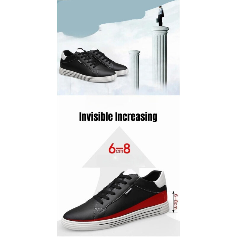 Spring Autumn New Inner height increase casual elevator shoes 6cm lift for men sports leather cowhide zapatillas de Deporte
