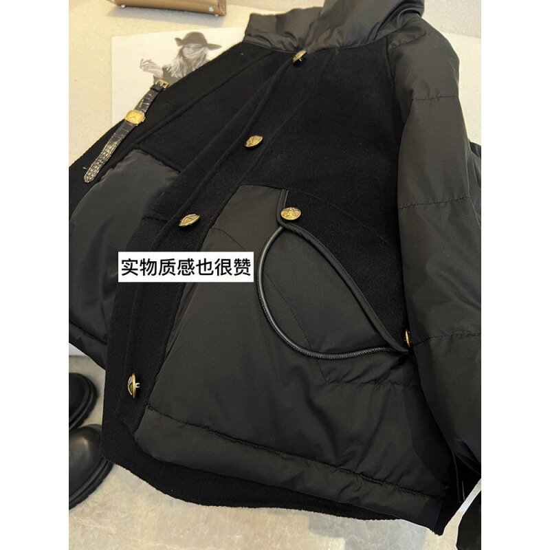 Куртка женская с хлопковой подкладкой, повседневное свободное черное пальто, зимняя плотная теплая парка оверсайз, модная суперпопулярная куртка с воротником-стойкой