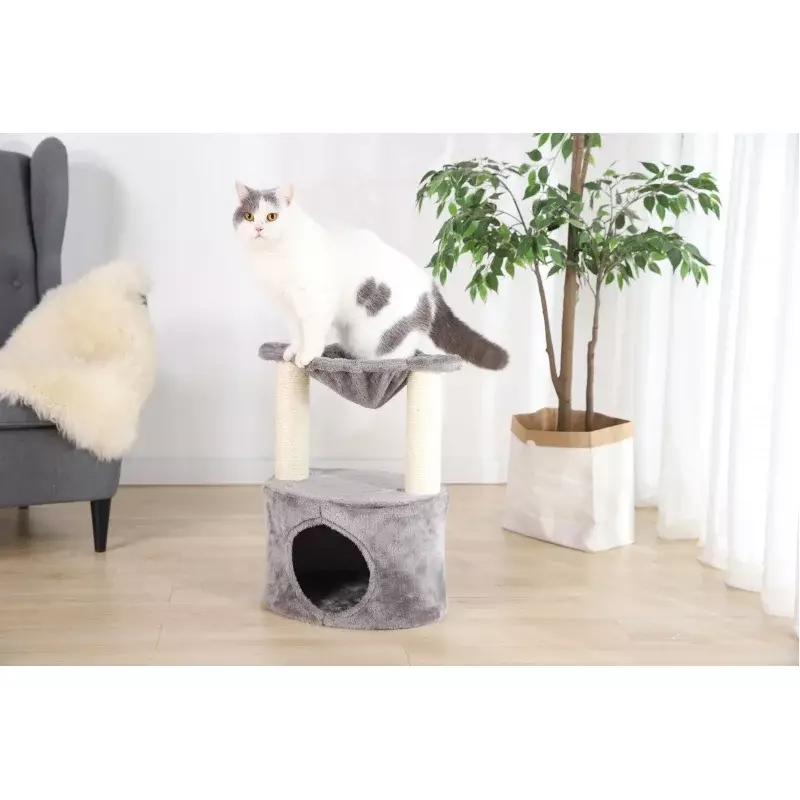 Vibrant Life-Appartement pour chat de taille moyenne, à 2 niveaux, avec hamac, gris, 20 po
