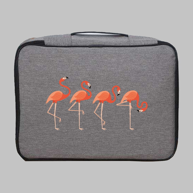 Large Capacity Waterproof Document Bags Multifunctional Home Travel Organizer Holder Office Business File Folder Flamingo Print