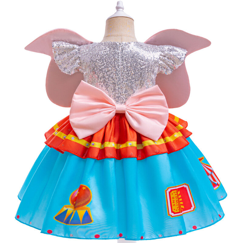 Baby Girl Dumbo Cosplay Dress Big Ear Fly Elephant travestimento Frocks Kids Kindergarten Stage Performance outfit set di carnevale
