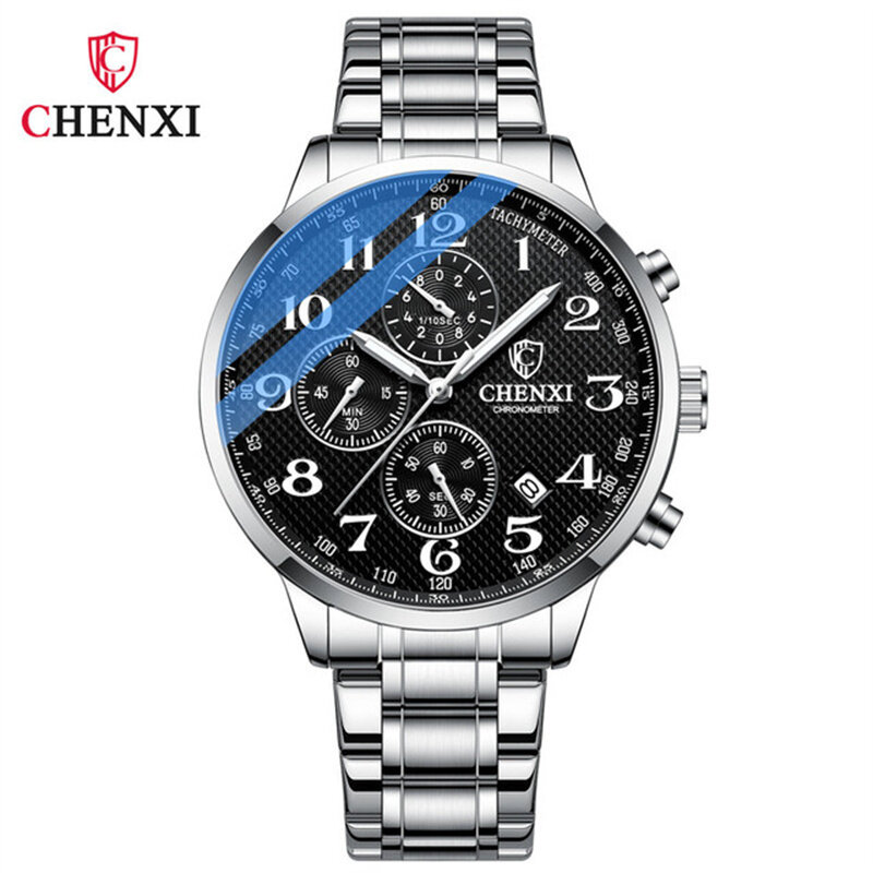 CHENXI 947 남자 손목시계, 비즈니스 크로노그래프, 정품 가죽 스포츠 남성 시계