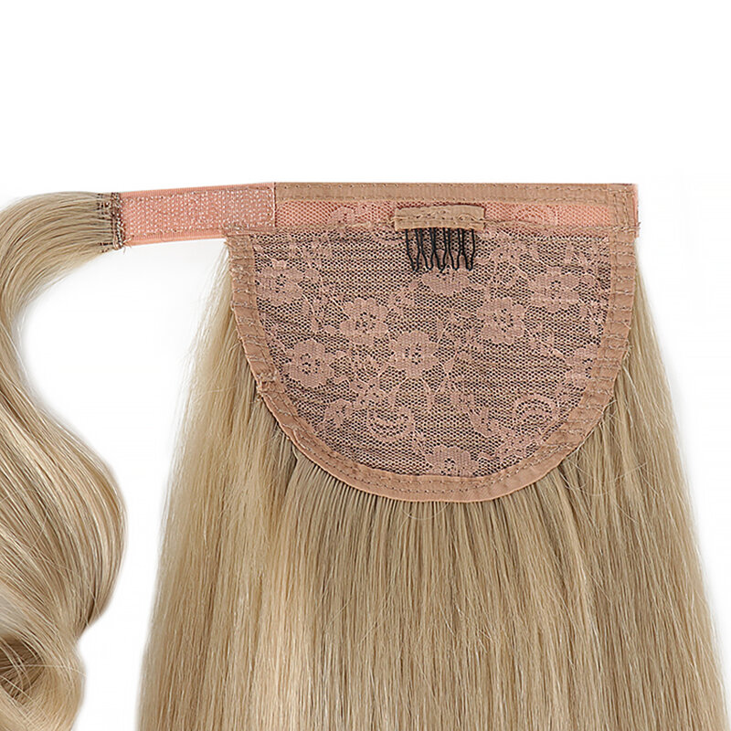 Julianna Kanekalon rambut Futura 28 inci, rambut palsu alami, klip sintetis ekor kuda halus dalam bungkus di sekitar, ekstensi rambut ekor kuda