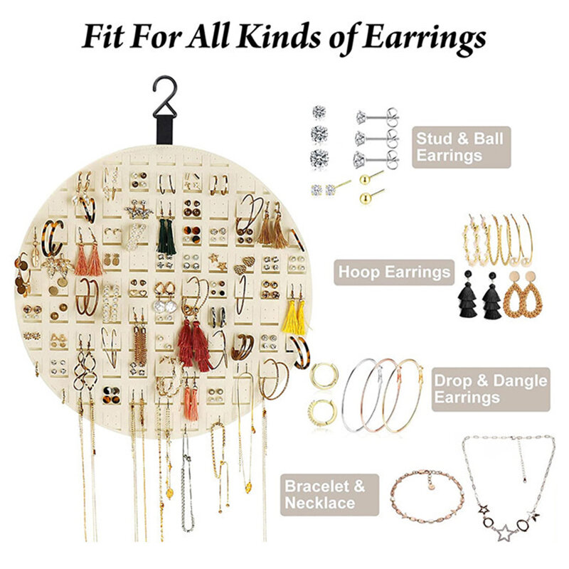 Présentoir à bijoux en feutre circulaire, sac de présentation mural, sac de rangement pour boucles d'oreilles, porte-bijoux