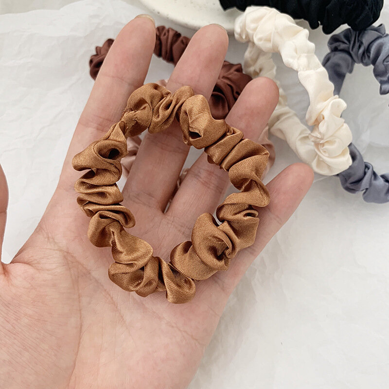 3/5/6Pcs Elegant Ponytail Holder Rubber Band Elastic Hairband Hair Accessories Silk Satin Scrunchies Women Solid Color Hair Rope