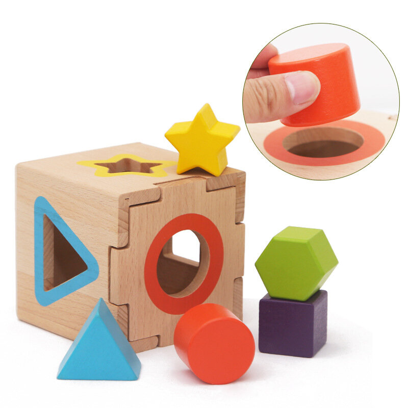 Infants Children Gifts Early Education Color Classification Bead-shaped Matching Box Rainbow Tower Set Enlightenment Wooden Toys