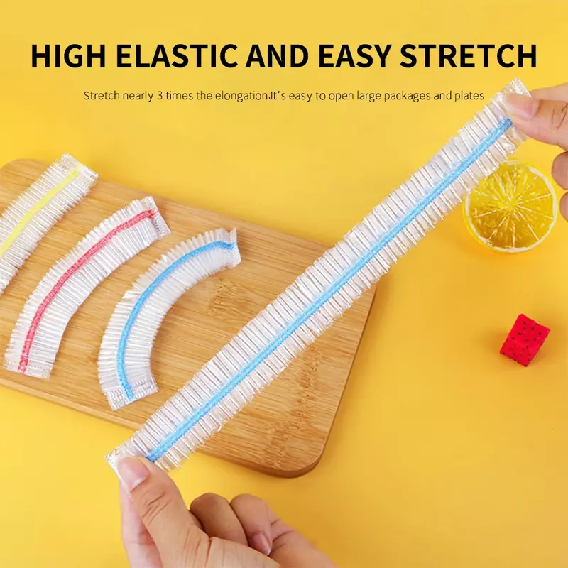 Plastic Disposable Food Cover Colorful Elastic Wrap Food Covers Fresh-keeping Lid Plate Kitchen Nylon Packaging Bags Storage Bag