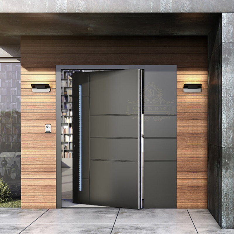 ประตูทางเข้าสแตนเลสหลักป้องกันเสียงสำหรับใช้ในครัวเรือนเชิงพาณิชย์ประตูด้านหน้าแบบหมุน