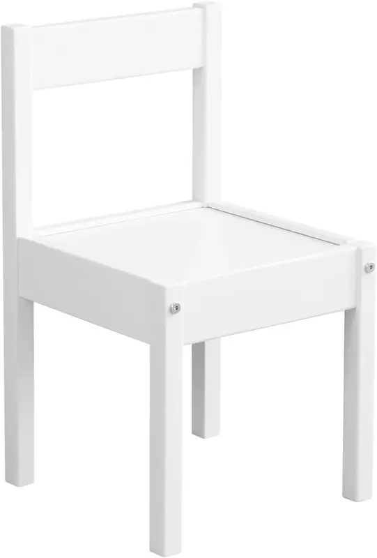 Juego de mesa y silla para niños, color blanco, 3 piezas
