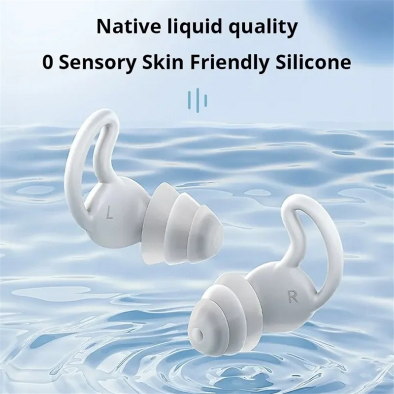 Bouchons d'oreille insonorisés en silicone à trois couches, bouchons d'oreille de natation étanches, réduction du bruit du sommeil, confortables