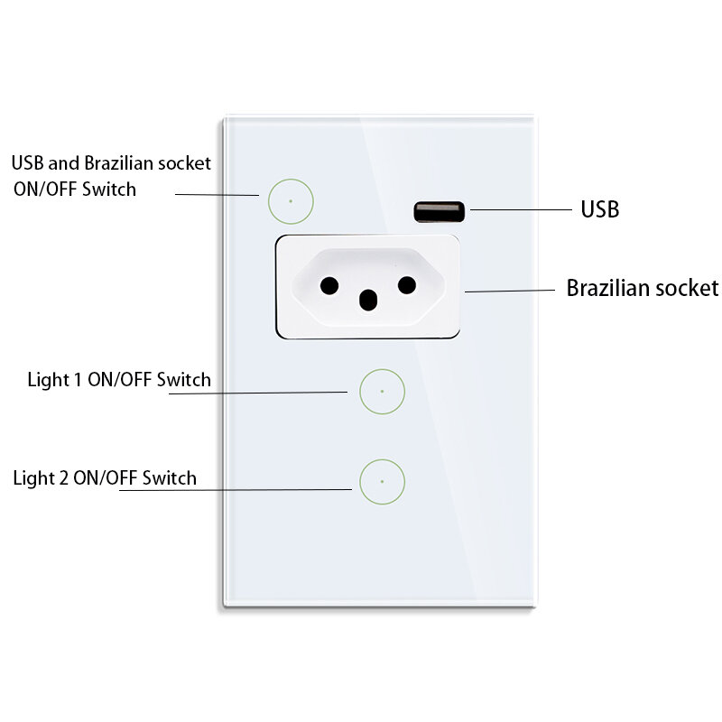 Bingoelec-enchufe inteligente con Wifi, enchufe de Brasil 16A con USB, Control por voz, aplicación remota, con Google Home y Alexa