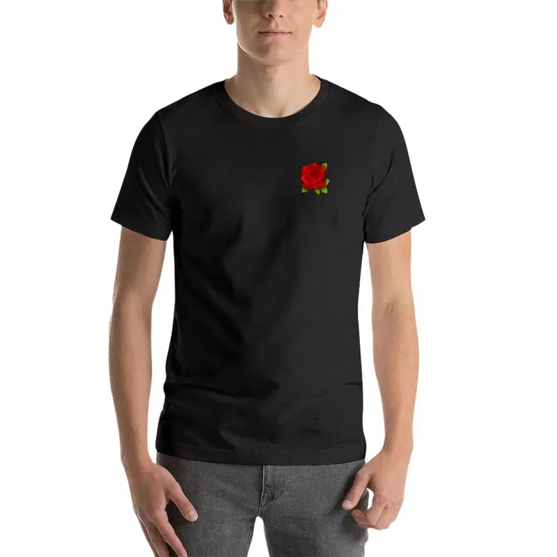 Czerwona róża t-shirt funnys estetyczne ubrania kawaii ubrania męskie koszulki treningowe