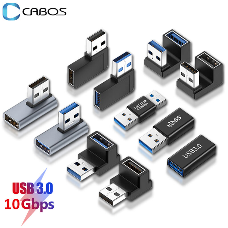 90 도 직각 USB 3.0 확장 어댑터, 상향 엘보우, 10Gbps USB 커넥터, PC 수-암 연장 플러그 변환기