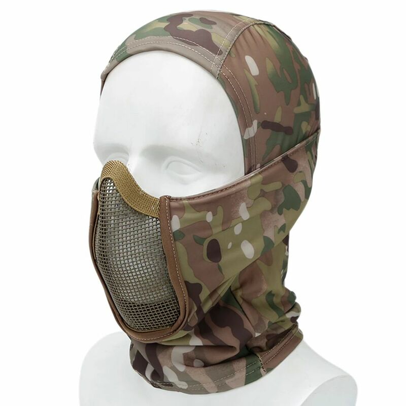 Pełna twarz taktyczna maska siatki kominiarka Airsoft Paintball maska Halloween gra CS polowania kolarstwo kask ochronny czapka